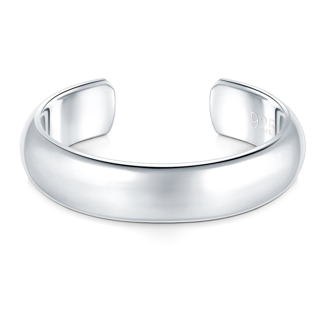 BORUO 925 Sterling Silver Toe Ring, Hypoallergenic Adjustable Band Ring 4mm