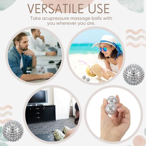 JolliLudo 6 Pcs Magnetic Massage Ball for Adults Spiky Massage Ball for Hand Exercise, Pain Pressure and Stress Relief Chr...