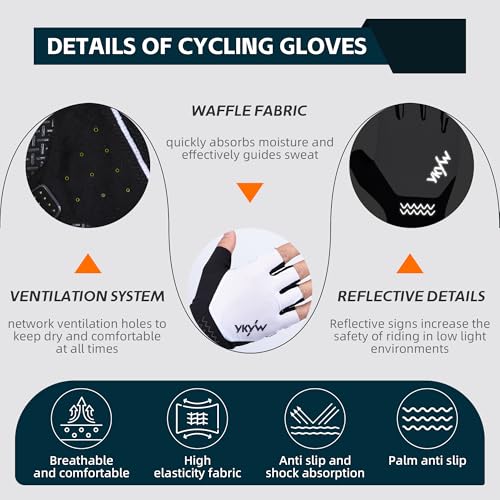 YKYWBIKE Cycling Gloves - Half Finger Bicycle Gloves for Men and Women