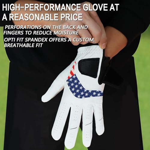 FINGER TEN Golf Gloves Men Value 5 Pack for Left Right Hand, Comfortable Soft & All Weather Grip Mens Golf Glove, Sizes S ...