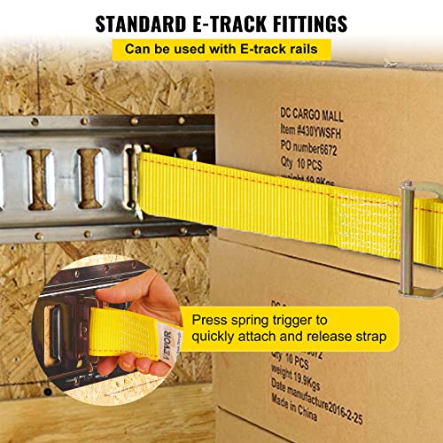 VEVOR 18PCS E Track Ratchet Strap, 2" x 15'E-Track Straps 4400 LBS Breaking Strength, Polyester Webbing & Spring Fitting &...