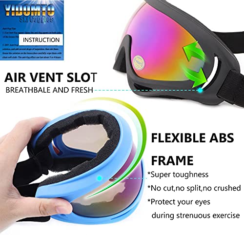 Yidomto Ski Goggles, 3 Pack Snow Goggles for Men, Women, Kids & Youth, UV400 Protection for Skiing & Snowboarding