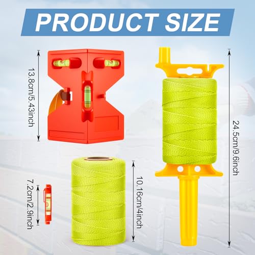 Amylove 3 Rolls Mason Line String with 1 Post & 1 Pipe Level & 5 Line Levels, #18 500 Feet Braided Construction Nylon Twin...