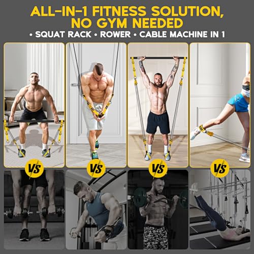 HOXWC Pilates Equipment, Portable Pilates Bar Kit with Resistance Bands, Professional Adjustable Heavy Duty Squat Workout ...