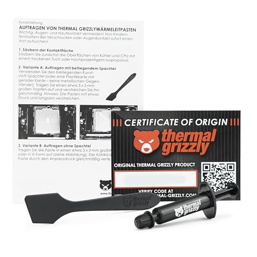 Thermal Grizzly Kryonaut - 1 Gram - Extremely High Performance Thermal Paste + 12 Cleaning Wipes 6 Wet & 6 Dry - for Deman...