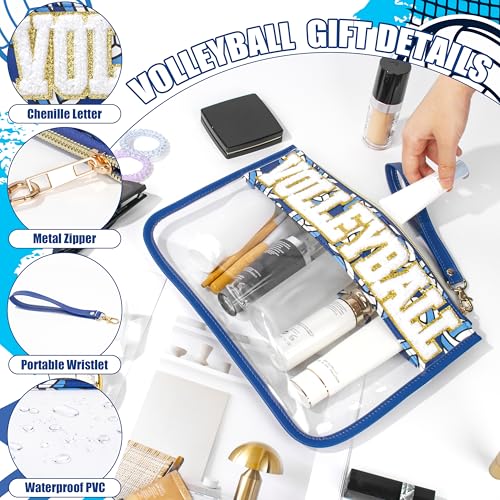 BuyCard Volleyball Gifts Makeup Bag with Chenille Letter Patch, Clear Cosmetic Pouch PVC Organizer Purse, Waterproof Trave...