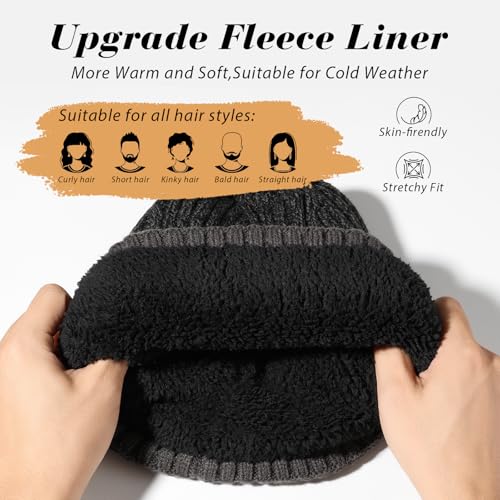 BESSTEVEN Winter Beanie Hat for Men Women: Warm Fleece Lined Beanie Knit Ski Stocking Cap Cuffed Cap for Cold Weather Running