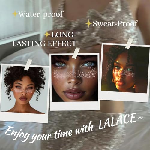 LALACE Glitter Freckles Face Tattoo – Sparkle Freckle Temporary Tattoo, Waterproof Face Glitter for Women, Face Sparkles &...