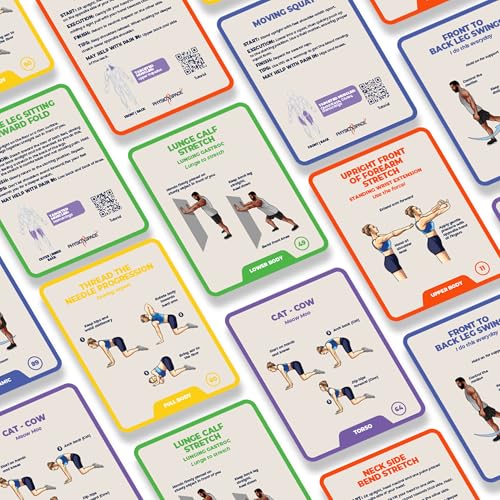 100 Stretching Exercise Flash Cards – Physical Therapy Stretches for Common Conditions (Plantar Fasciitis, Achilles Tendon...