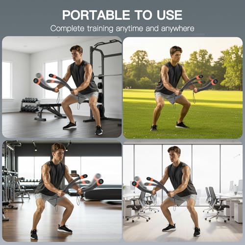 Ropeless Battle Ropes, Heavy Duty Workout Rope for Home Gym with Training Poster, Portable Arm Exerciser Rope for Strength...