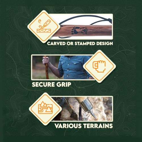 SE 55-Inch Bigfoot Stamped Hard Pine Hiking, Walking, Trekking Stick with Metal Reinforced Rubber Tip