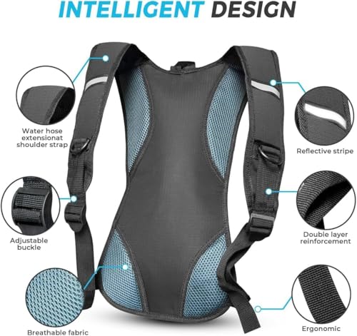 Hydration Backpack Hydration Pack Water Backpack with 2L(70-Ounce) Hydration Bladder for Men Women Kids for Running Hiking...