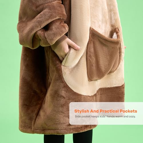 Giggling Getup Wearable Blanket Hoodie for Girls and Boys Sherpa Fleece Hooded Blanket Sweatshirt Warm Cozy Sherpa Wearabl...
