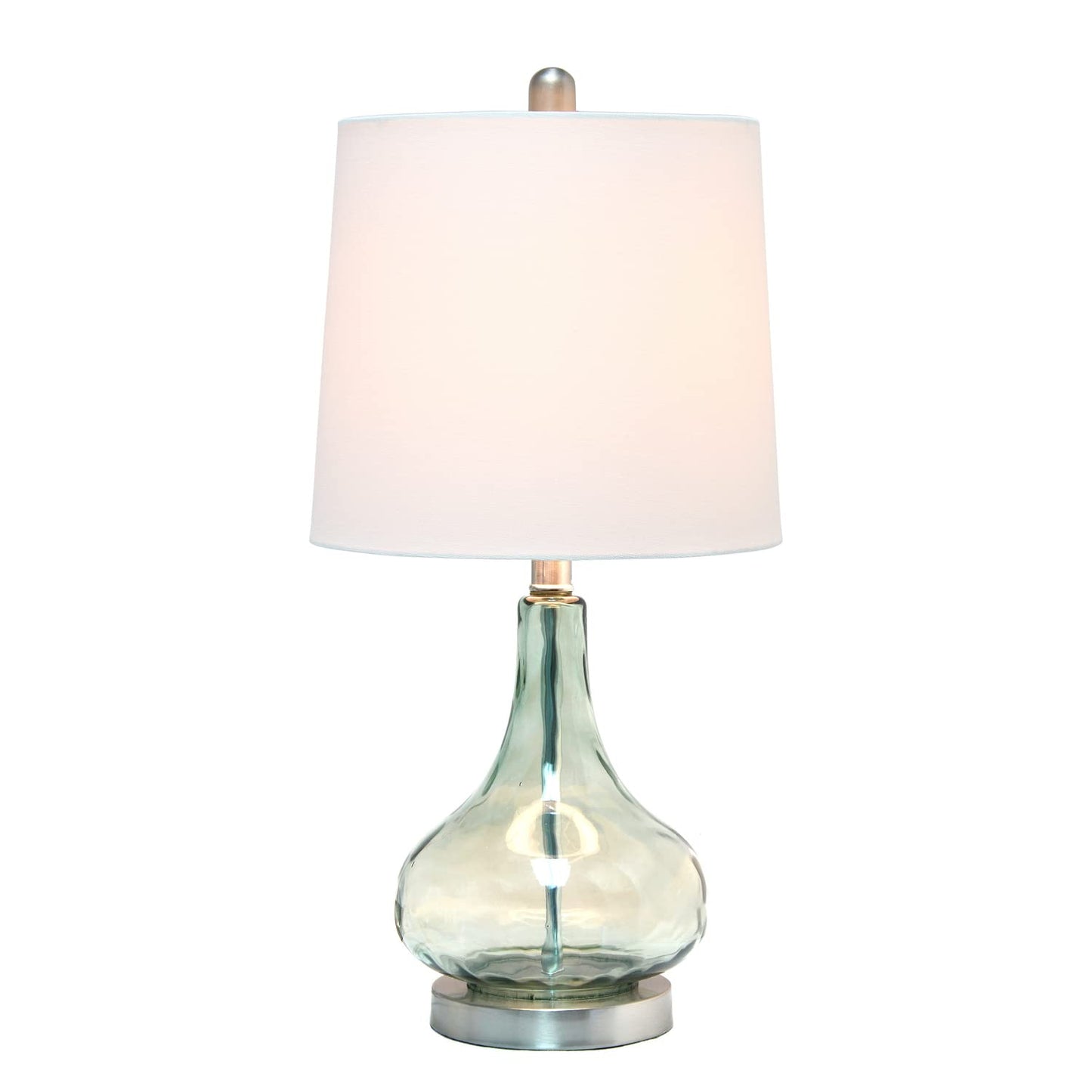 Elegant Designs LT3326-SGE Modern Bedside Table Lamp, 11x11x23.25in, Sage Green Glass Shade, Steel Base