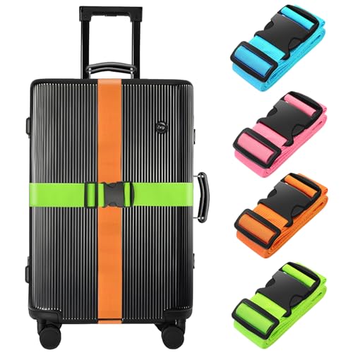 BILIONE 4 Pack Luggage Straps 79" Long Belts Keep Suitcase Secure While Traveling, TSA Approved Add a Bag Premium Accessor...