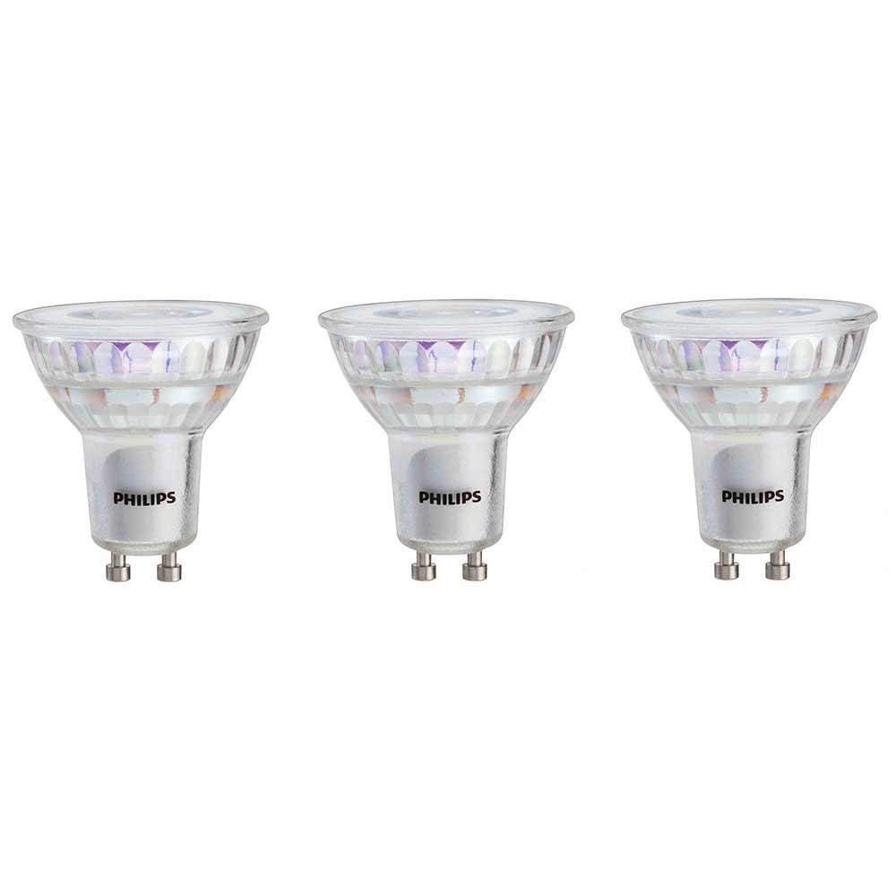 Philips LED GU10 Spotlight Bulb - Dimmable, 50W, Bright White - Pack of 3, Energy Star Certified, Model 544932
