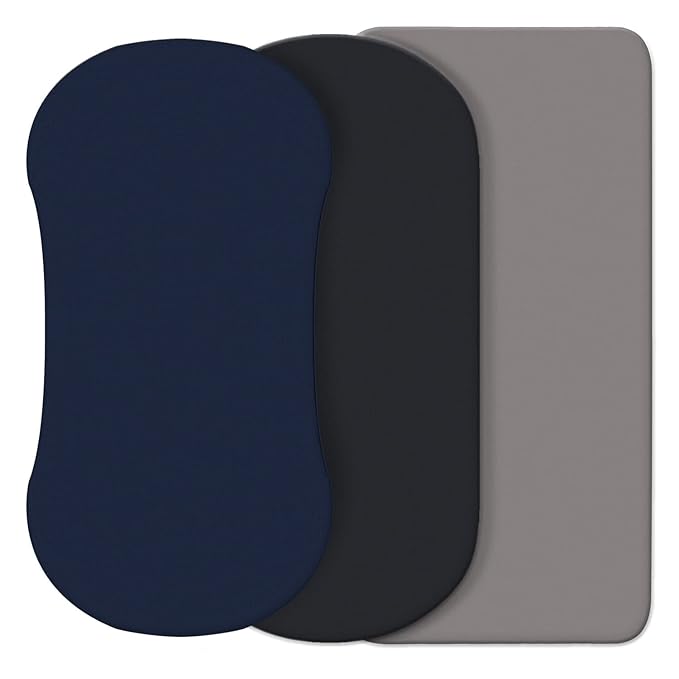 CaSaJa 3 Pack Bassinet Sheet Set, Silky Soft Handfeel with Comfy Napping Surface for Baby Skin, Flexible Fits Various Kinds of Cradle and Bessinet Mattresses Up to 15" x 30", Navy + Black + Grey
