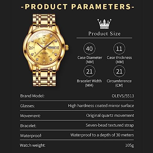 OLEVS Classic Men Watches with Date,Stainless Steel Man Watch with Date, Bussiness Watches for Men,Luminous Quartz Mens Wa...