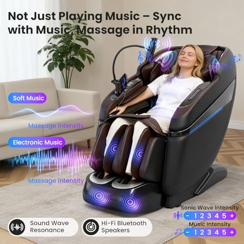 KTENTITO 4D Music Rhythm Massage Chair Full Body, 2026 Unique Sonic Resonance Zero Gravity SL-Track Shiatsu Recliner with ...