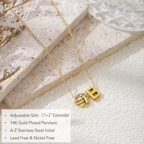 AULSIEY Initial A-Z Volleyball Necklace for Girls Teens Women, Personalized Volleyball Christmas Gifts for Team Lovers, 1...