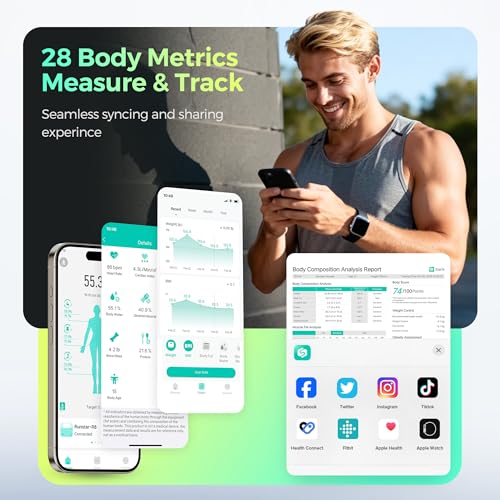 RunStar Smart Scale for Body Weight and Fat Percentage, 8 Electrodes High Precision Body Composition Scale with Set Functi...
