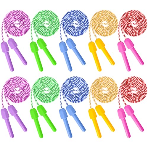 ZATAYE Kids Jump Rope, Colorful Nylon Skipping Ropes for Children, 7.78FT Adjustable Length, 5.51IN Handles, Lightweight S...