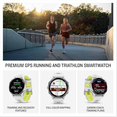 Garmin Forerunner 970 GPS Running Smartwatch, Whitestone | Premium Training & Recovery, Sleep Coach, Heart Rate, Download ...