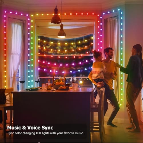 KepStars 33ft Globe String Lights, 66 LED RGB Color Changing String Fairy Lights, Smart APP & IR Remote Control, 200+ Scen...