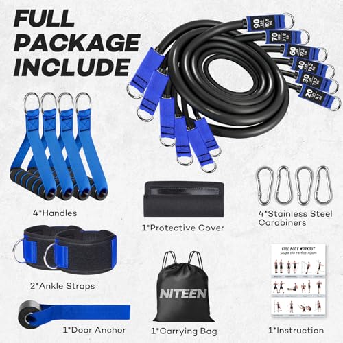 Heavy Resistance Bands for Working Out, NITEEN Resistance Bands with Handles Weight Exercise Bands for Men Women, Workout ...
