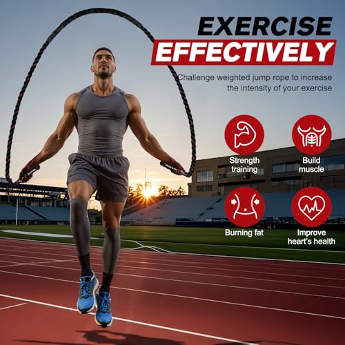 HPYGN Jump Rope, Weighted Jump Rope for Men women, 2.8lb 3.8lb 5lb Heavy Skipping Rope for Exercise, Adult Jumpropes for H...