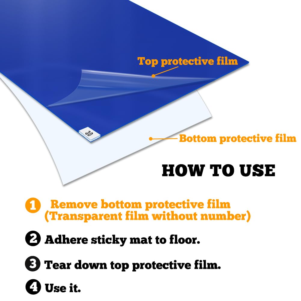 SATECH Sticky/Tacky/Adhesive Mat 24" x 36" White (Case of 4 Mats,30 Sheets Each) for Cleanroom Laboratory Hospital Construction Pets