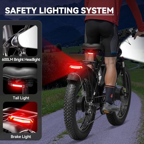6000W Peak Dual Motor Ebike for Adults - 52V 34Ah Fast Electric Bike for Men Women 45 MPH,Up to 100 Miles,24" Fat Tire Loc...