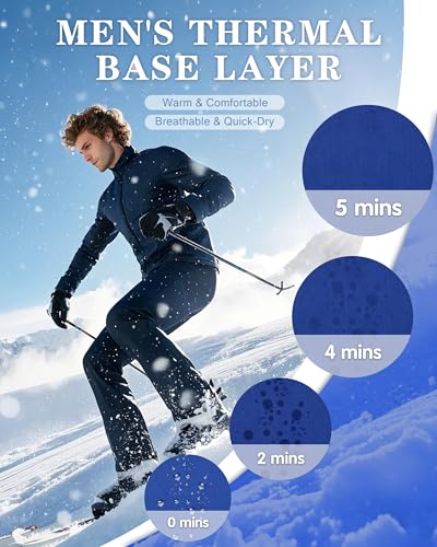 Roadbox Men's Thermal Compression Pants, Fleece Lined Running Tights Leggings, Athletic Ski Base Layer Bottoms Cold Weather