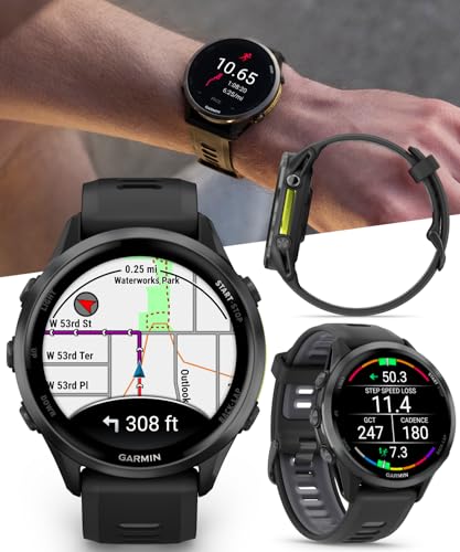 Wearable4U Garmin Forerunner 970, GPS Running Smartwatch, Tailored to Triathletes, Long-Lasting Battery, Black Black Earbu...