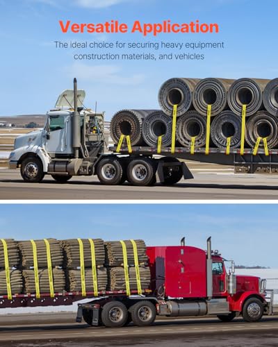 VEVOR Truck Straps, 4" x 30' Heavy Duty Tie Down w/Flat Hooks 18,000lbs Break Strength, WLL# 6000lbs, Cargo Straps tie Dow...