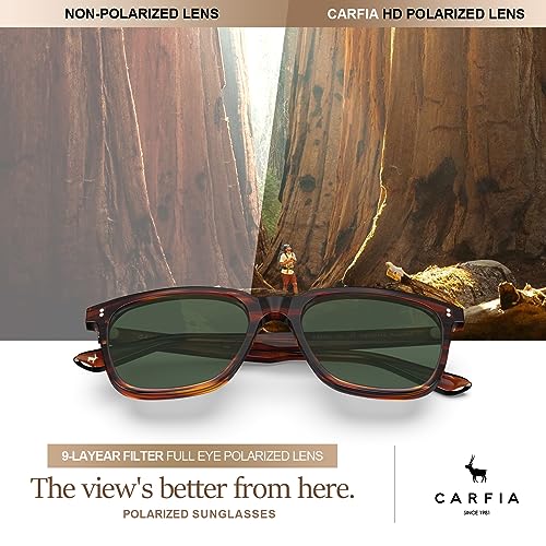 CARFIA Acetate Polarized Sunglasses for Men UV400 Protection Classic Retro Square Shades Driving Glasses