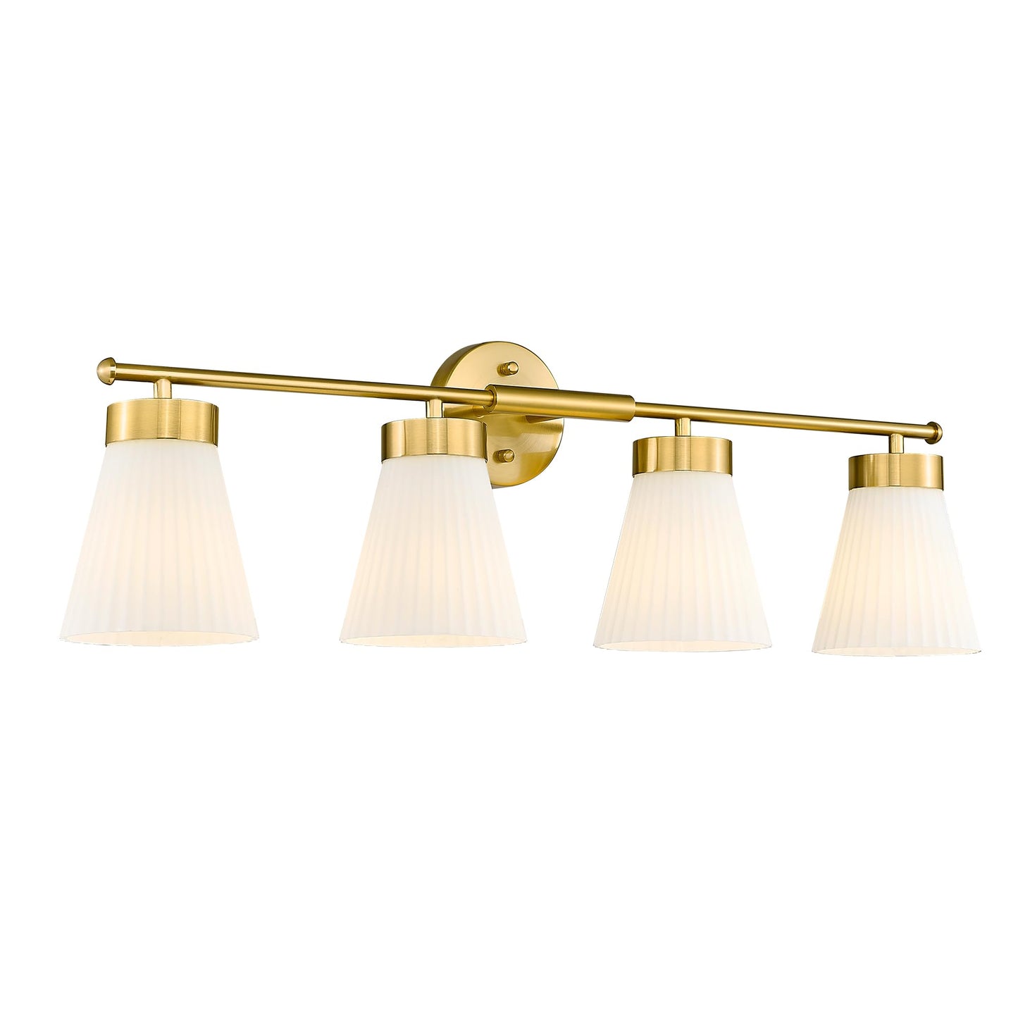 Bathroom Light Fixtures Brushed Gold  Hwh 4 Light Vanity Lights Over Mirror  Modern Wall Lamp Bathroom Lighting With Frosted White Striped Glass  5Hzg97B-4W Bg