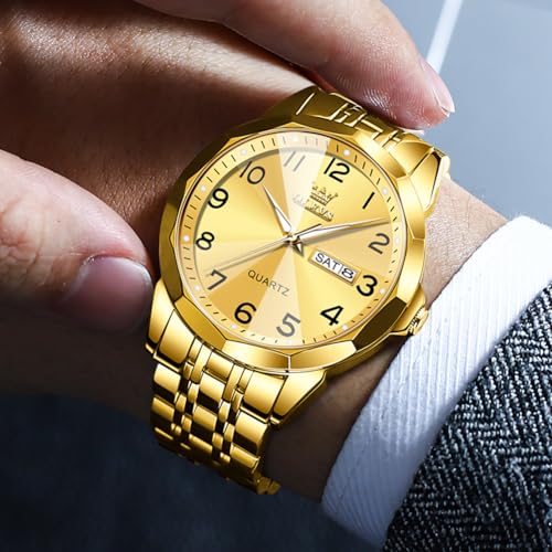 OLEVS Watch for Men Simple Business Dress Analog Stainless Steel Waterproof Luminous Date Easy Read Men Wrsit Watch