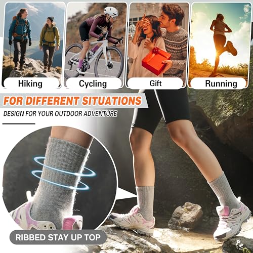 Sandsuced 5 Pack Merino Wool Boot Hiking Socks for Women Warm Winter Thick Thermal Cozy Work Soft Ladies Socks
