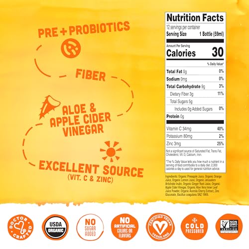 Vive Organic Digest + Immunity Pineapple Ginger Wellness Shot, 2 fl oz Bottle