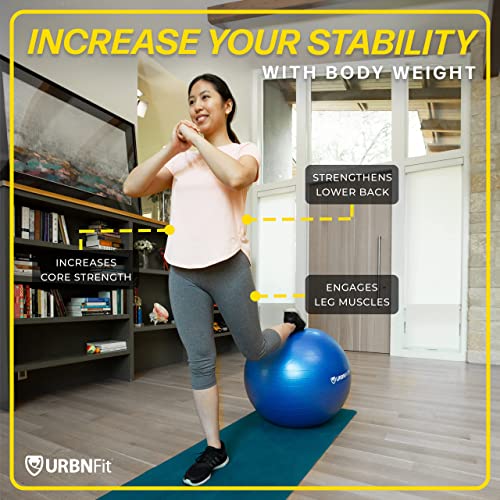 URBNFit Exercise Ball - Yoga Ball for Workout Pregnancy Stability - AntiBurst Swiss Balance Ball w/ Pump - Fitness Ball Ch...