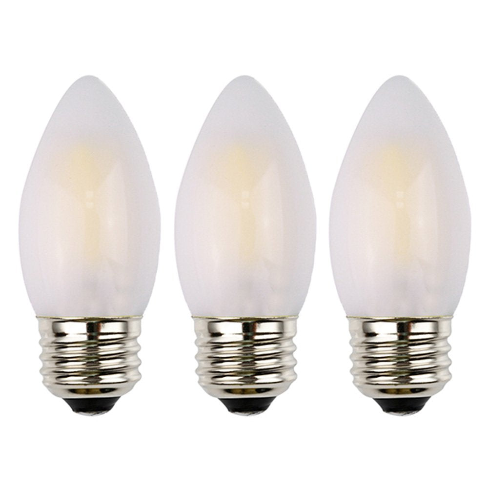Opalray C35 2W Led Candelabra Bulb, Dimmable Warm White 2700K, Glass, E26 Base, 5 Pack