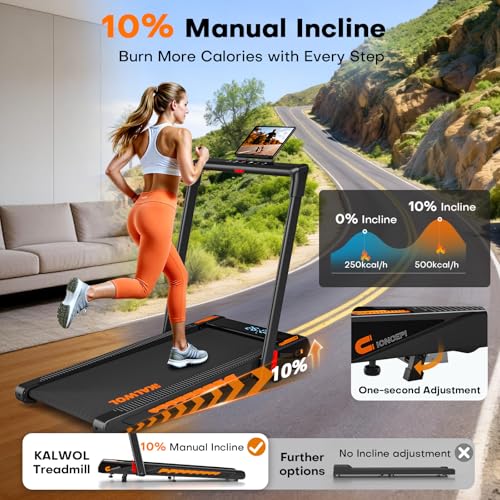 Treadmill with Speaker, 6-in-1 7.5MPH Foldable Treadmill for Home with App Compatible, Walking Pad with 10% Incline, LED D...