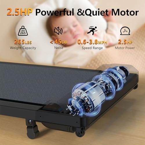 Walking Pad Treadmill with Incline,Under Desk Treadmill with Incline 2 in 1 for Walking and Jogging,2.5HP Compact Incline ...