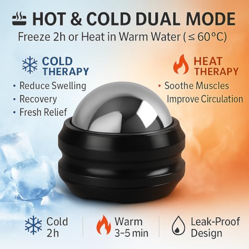 Flyfan Cold Massage Roller Ball - Stocking Stuffers Gifts for Men Women Teens Boys，Stays Cold for 6 Hours,Sports Fitness R...