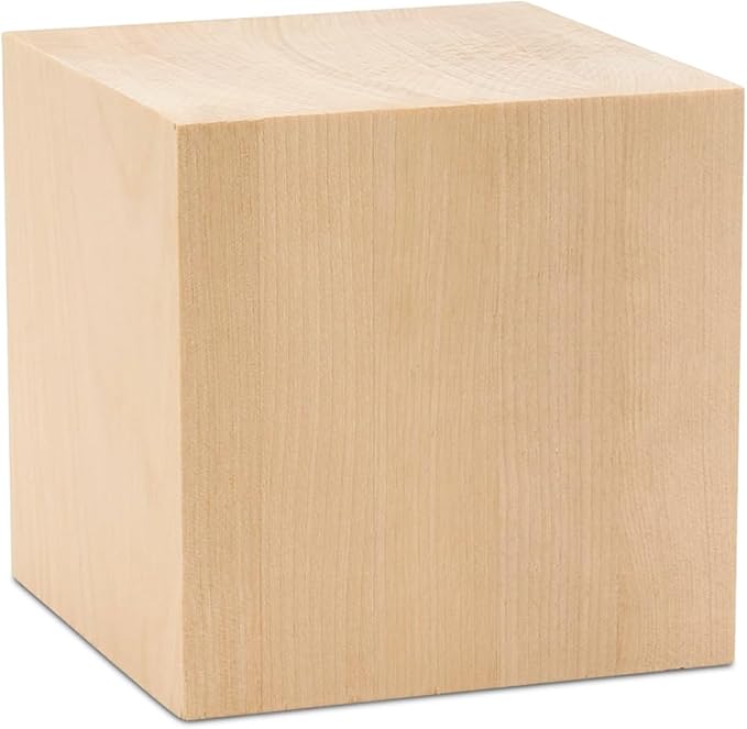 DIY Wooden Cubes 3-inch, Pack of 1 Large Wooden Blocks, Unfinished Wood Blocks for Crafts, STEM, Dice, and Building Blocks for Stacking, by Woodpeckers