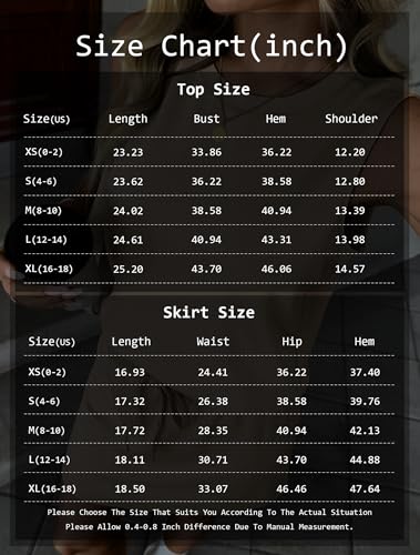 ATHMILE Two Piece Skirt Sets for Women Summer Beach Vacation Outfits Tennis Skirt Crew Neck Top Versatile Lounge Sets