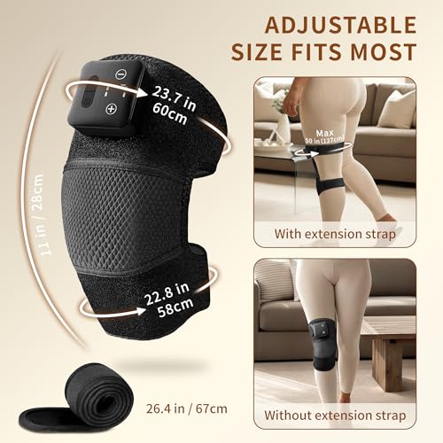 Nekteck Knee Massager with Heat - Cordless Heated Knee Brace with Vibration for Pain Relief, Rechargeable Knee Heating Pad...