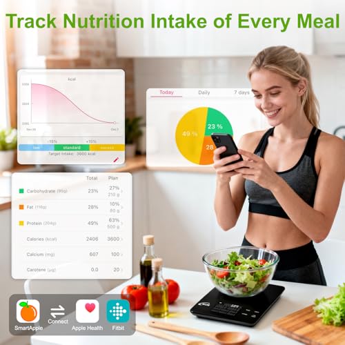 KOK Smart Food Scale with 30 Nutritional Calculator, Coffee Timer Function APP, Track Calorie, Macro, Carb for Weight Loss...