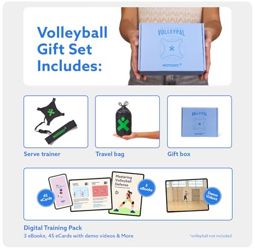 MOTOMY™ Volleyball Training Equipment Aid ‘VolleyPal’ – Solo Rebounder Trainer for Serve, Spike, Set & Pass; Indoor and Ou...